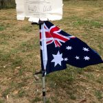 Australia day flag with "reserved, sandhurst 4wd club" sign